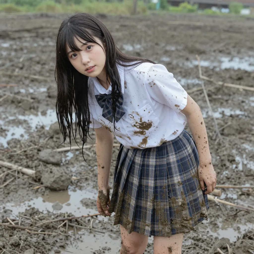 スカートにも泥付着