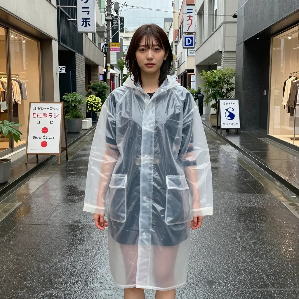【実験】レインコート検証 ── raincoat / yellow raincoat / transparent raincoat / nude underneath / hooded raincoat の出力差